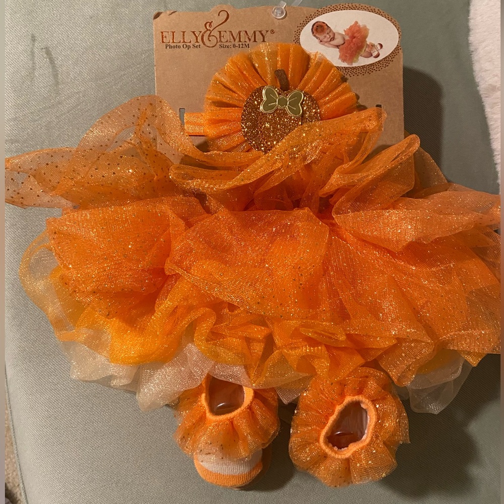 Fall Baby Photoshoot Tulle Skirt/Headband/Booties